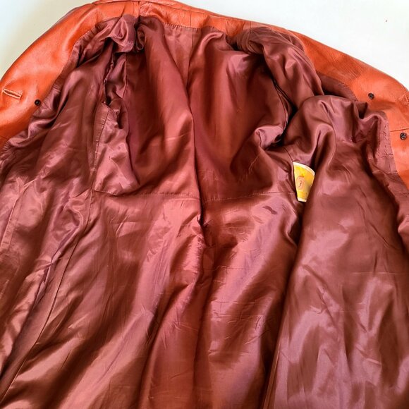 Vintage 1980s 1990s Trojan Fine Leather Sportswear Toronto caramel brown coat. - Picture 4 of 11